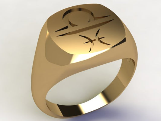 Anello Bilancia / Pesci Oro 9k