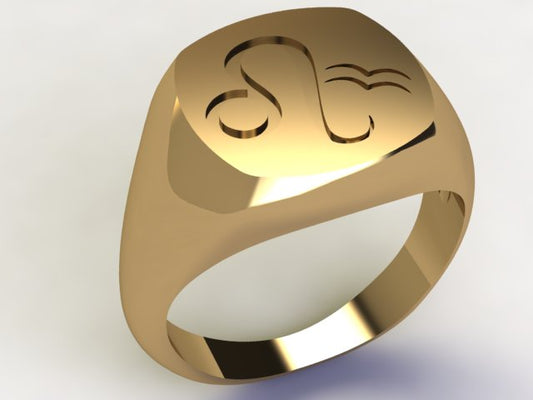 Anello Leone / Acquario Oro 9k