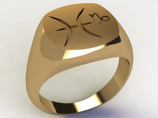 Anello Pesci / Capricorno Oro 9k